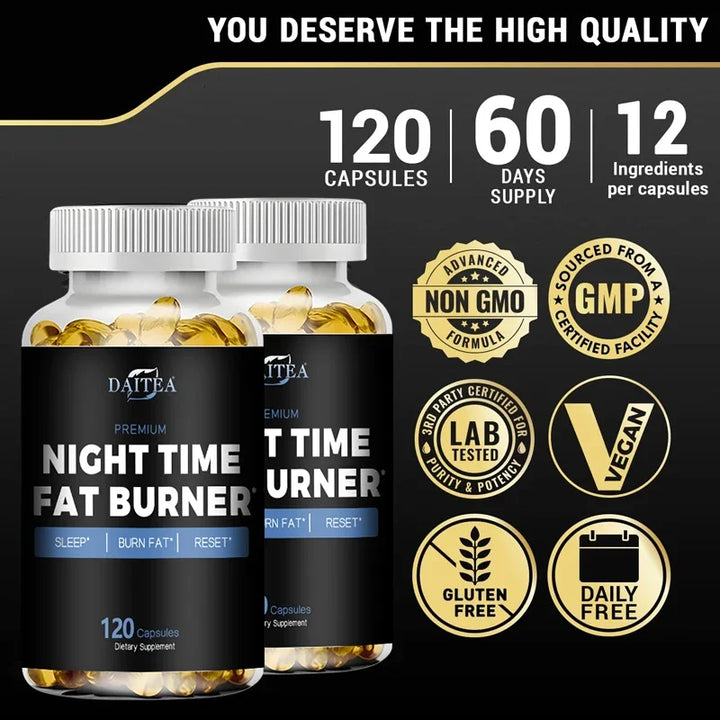 Daitea Night Fat Burning Supplement - with Vitamin D3, Green Coffee Beans, Green Tea, Natural Plants - Sleep &amp; Weight Management