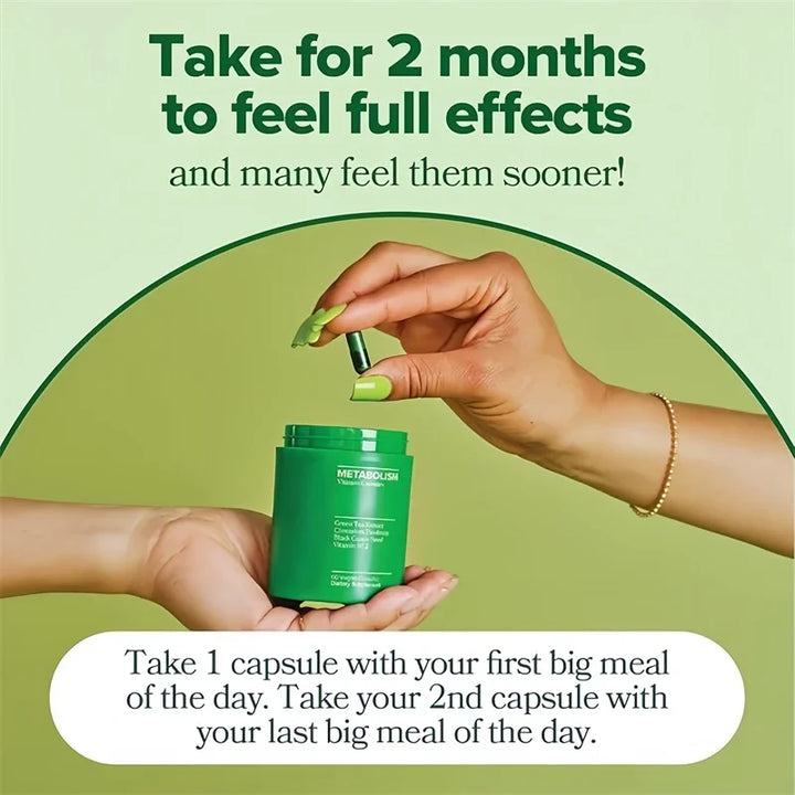 Green Tea &amp; Vitamin B12 Capsules – Metabolism &amp; Antioxidant Support