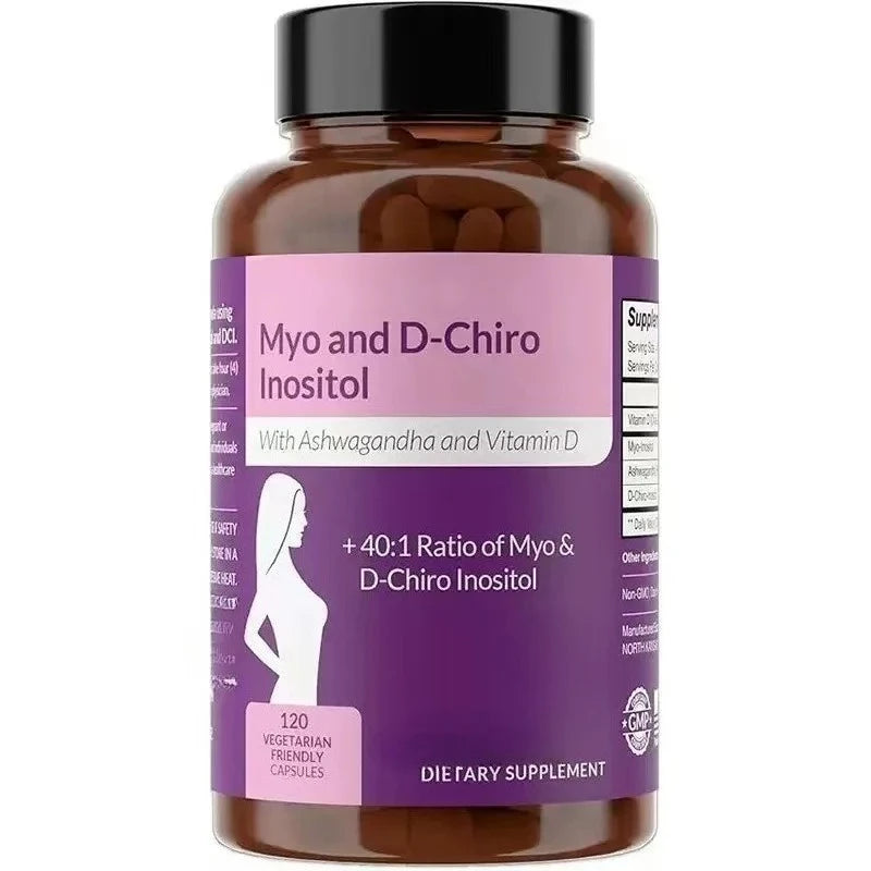40:1 Myo-Inositol and D-Chiro Inositol Capsules, Vitamin D3 Ashwagandha, 120 Count Daily Wellness Supplement