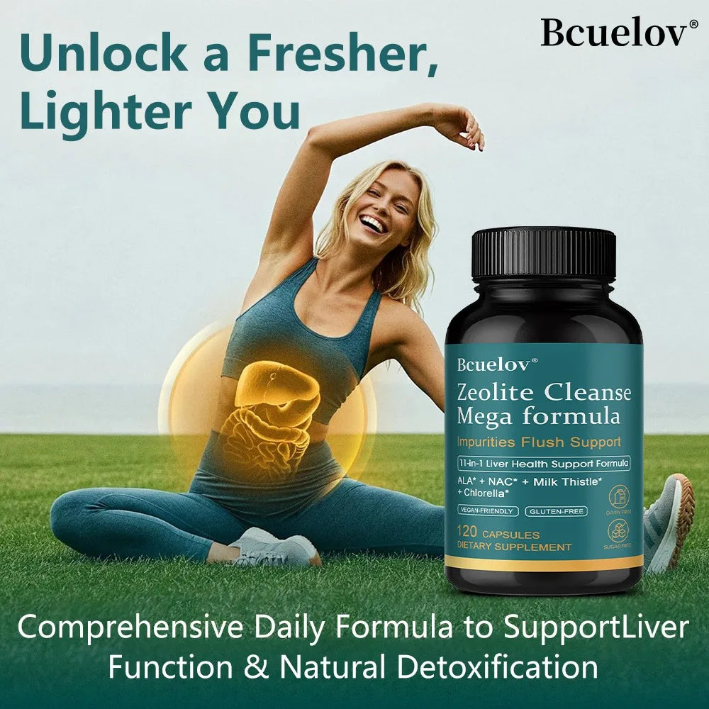 Liver Cleanse Detox &amp; Repair - Zeolite Supplement for Gut Health,Cognition &amp; Natural Energy,Glutathione,NAC,Chlorella,Shilajit