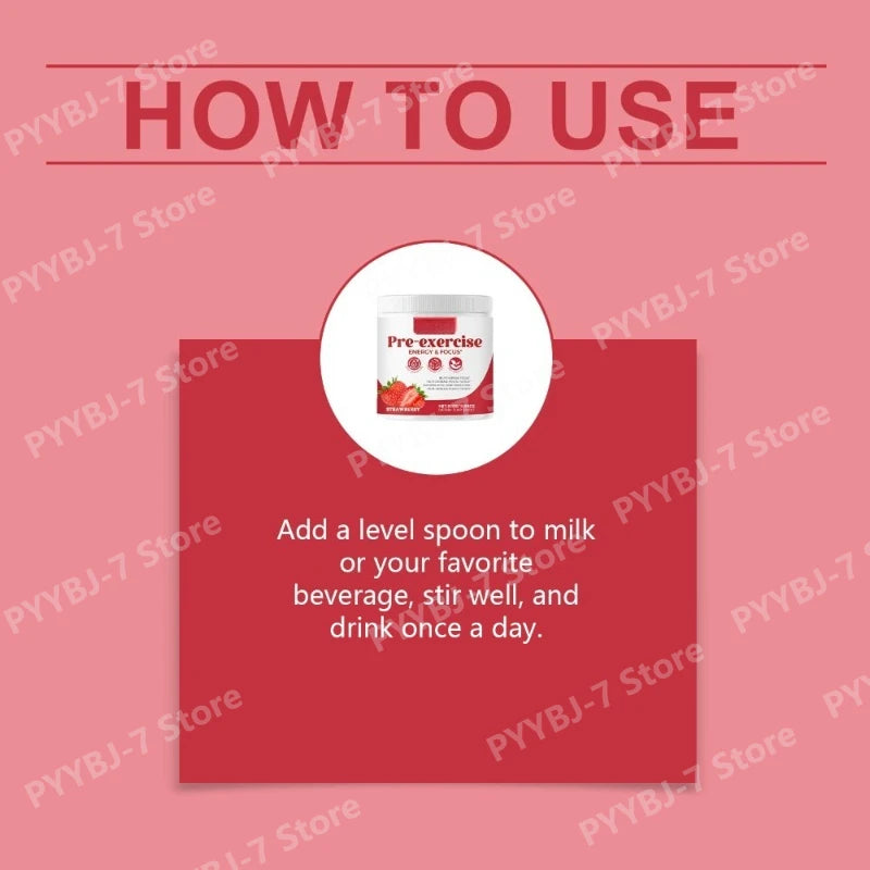 Pre-Workout Energy &amp; Focus Powder – Strawberry 300g
