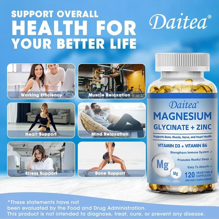 Magnesium Zinc &amp; Vitamin D3 - Triple Supplement for Men and Women - for Sleep, Bones, Heart, Immune Support