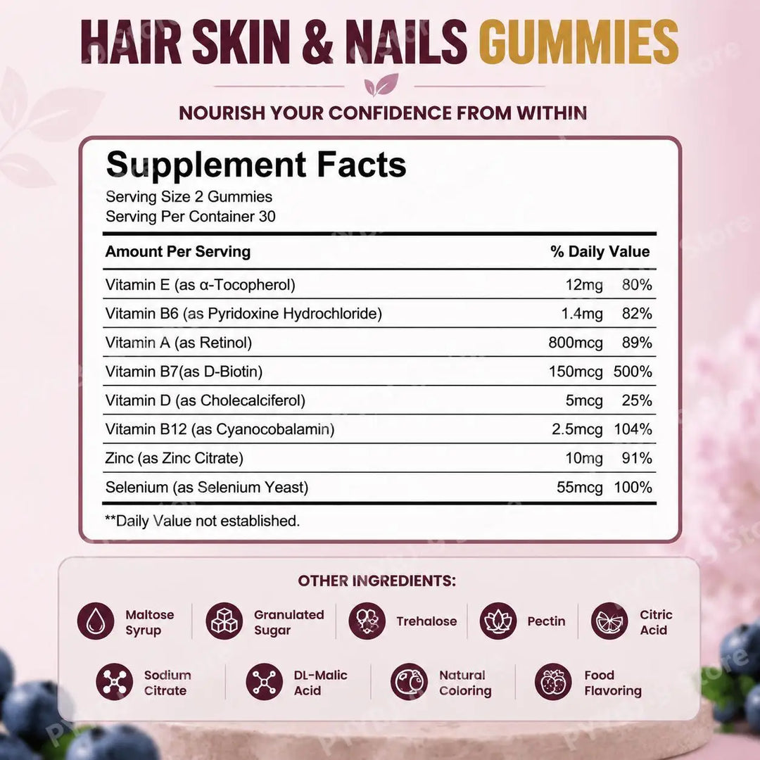 BushAid Hair, Skin &amp; Nails Gummies – Vitamin Complex