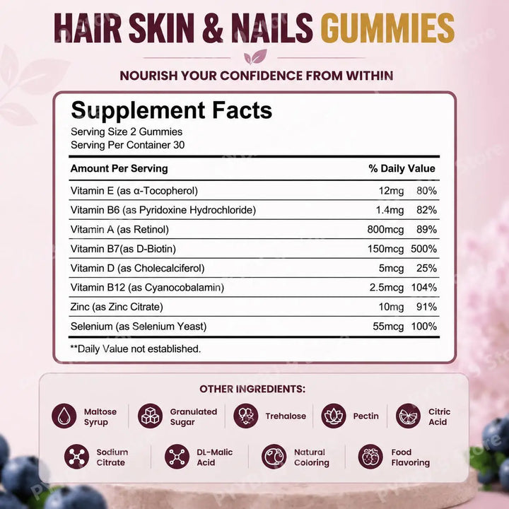 BushAid Hair, Skin &amp; Nails Gummies – Vitamin Complex