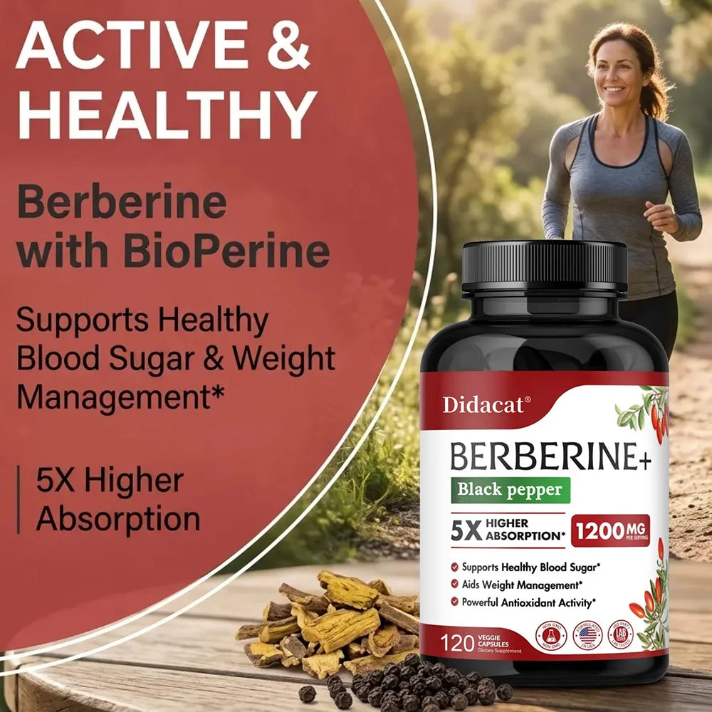 1200 MG Premium Berberine Supplement Capsules Supports Immune System, CardiovascularHeart &amp; Gastrointestinal Wellness