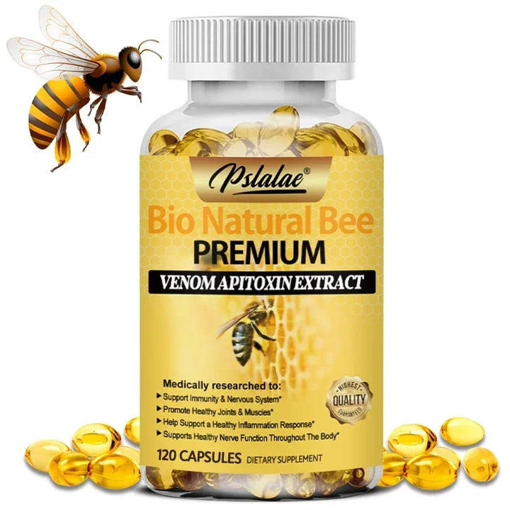Natural Bee Capsules Enhance Immunity and Anti-oxidation, Effectively Relieve Joint Inflammation 120 Capsules Non-GMO Supplement