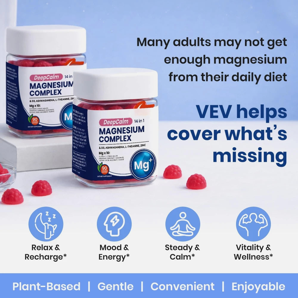 14in1 Magnesium Gummies, Ashwagandha Vitamins Support The Immune System Promote Energy Metabolism Relieve Stress Improve Sleep