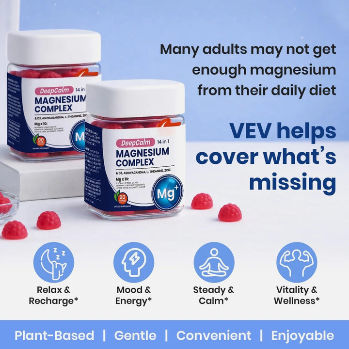 14in1 Magnesium Gummies, Ashwagandha Vitamins Support The Immune System Promote Energy Metabolism Relieve Stress Improve Sleep