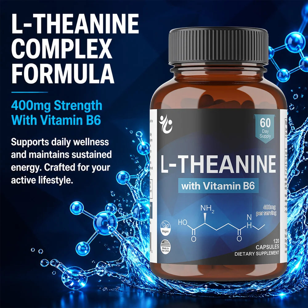 L-Theanine 400mg – Mood &amp; Focus Support, 120 Capsules