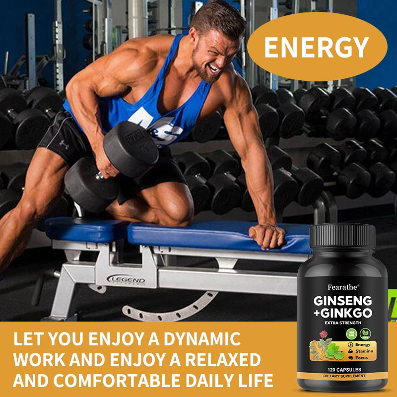 Panax Ginseng + Ginkgo Biloba Capsules – Energy &amp; Focus Support