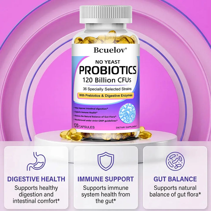 Probiotics 120 Billion CFU – Prebiotics &amp; Digestive Enzymes