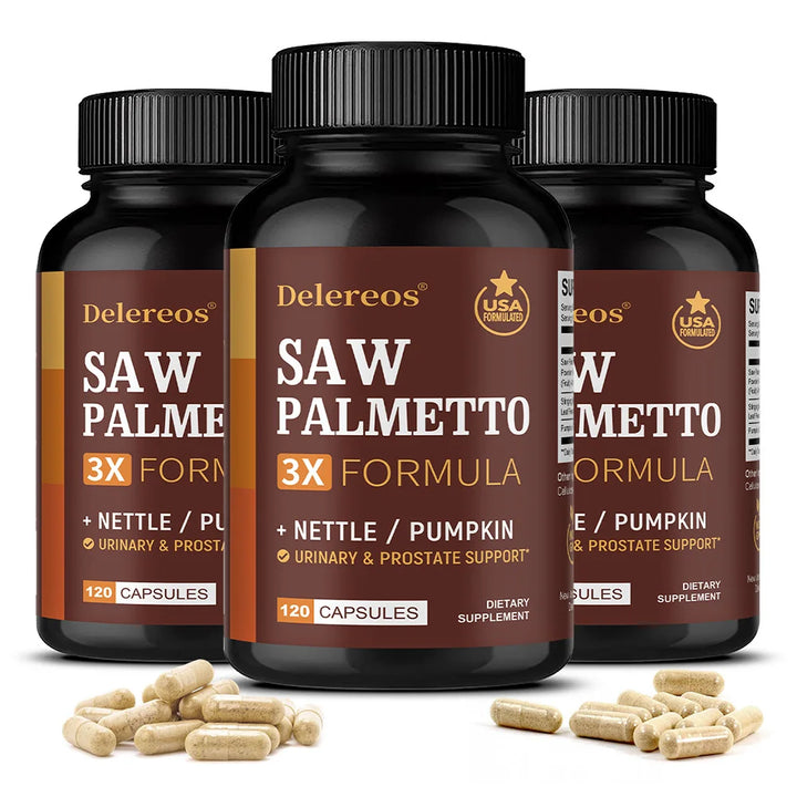 Saw Palmetto Capsules with Stinging Nettle, Promote Prostate Health,Reduce Baldness and Thinning Hair, Men’s Daily Wellness