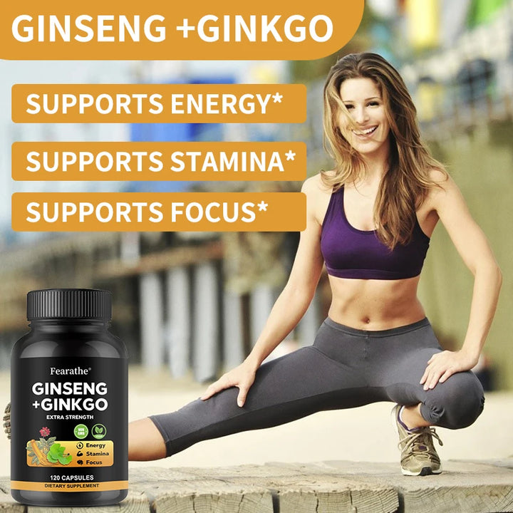 Panax Ginseng + Ginkgo Biloba Capsules – Energy &amp; Focus Support