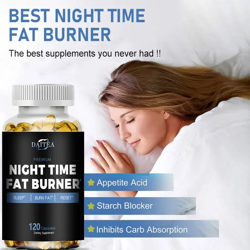 Daitea Night Fat Burning Supplement - with Vitamin D3, Green Coffee Beans, Green Tea, Natural Plants - Sleep &amp; Weight Management