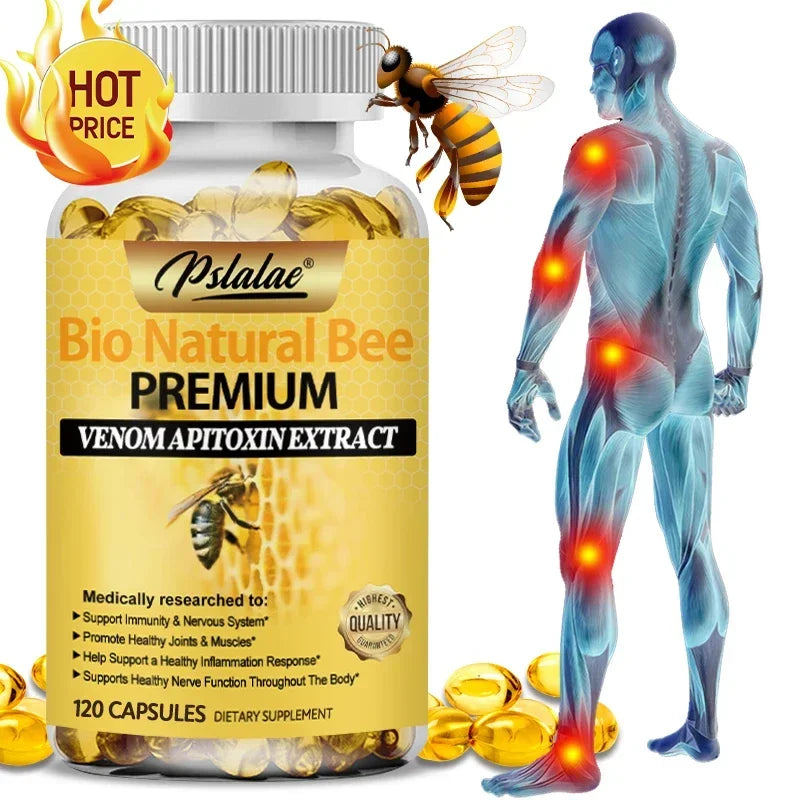 Natural Bee Capsules Enhance Immunity and Anti-oxidation, Effectively Relieve Joint Inflammation 120 Capsules Non-GMO Supplement
