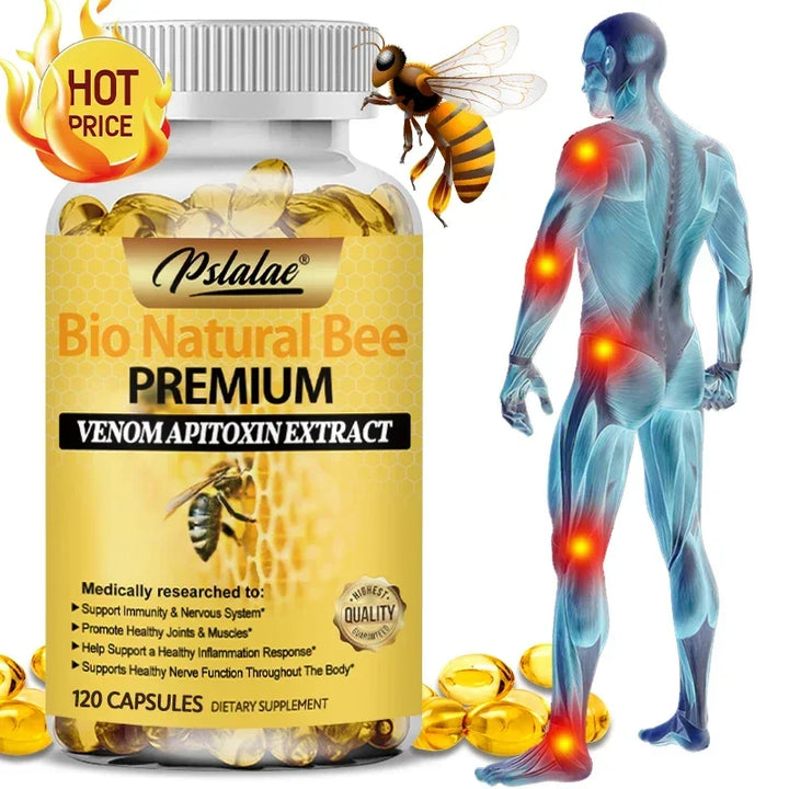 Natural Bee Capsules Enhance Immunity and Anti-oxidation, Effectively Relieve Joint Inflammation 120 Capsules Non-GMO Supplement