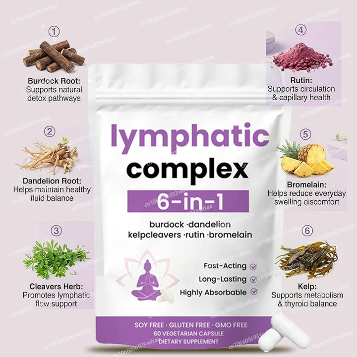 Lymph System Cleanse Detox Support  Lymphatic Drainage Supplement Accelerate Metabolism Reduce Swelling,Promote Fluid Balance