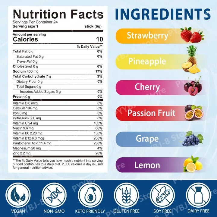 Lenm Electrolyte Drink Mix – Sugar-Free, 24 Sticks