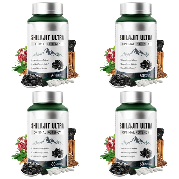 Shilajit Ultra with L-Arginine for Natural Energy and Vitality 60 Capsules Non-GMO  Endurance Stamina Antioxidant Supplement