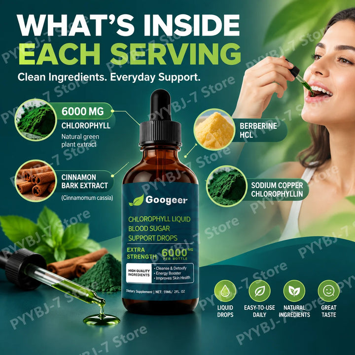 Chlorophyll Liquid Drops – Berberine &amp; Cinnamon Blend 59ml