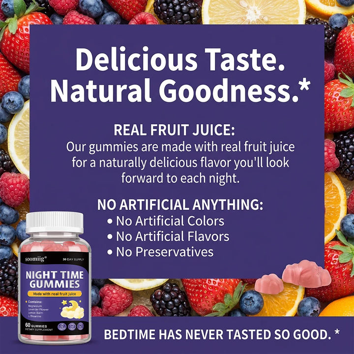 Night Time Sleep Gummies - Enriched with Vitamin B6 and Magnesium - VEGAN | NON-GMO - High Strength for Adults