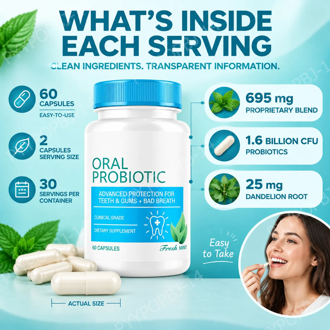 Oral Probiotic Capsules – Fresh Breath, Teeth &amp; Gum Support