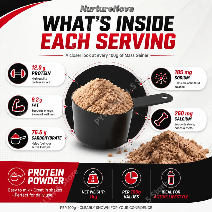NurtureNova Mass Gainer Protein Powder – 1kg