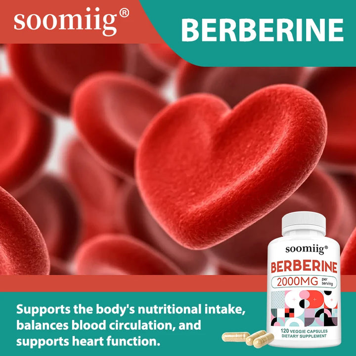 Berberine Capsules 2000mg, Supports Heart, Cardiovascular Health, Digestion, Liver Health, Immunity &amp; Metabolic Balance
