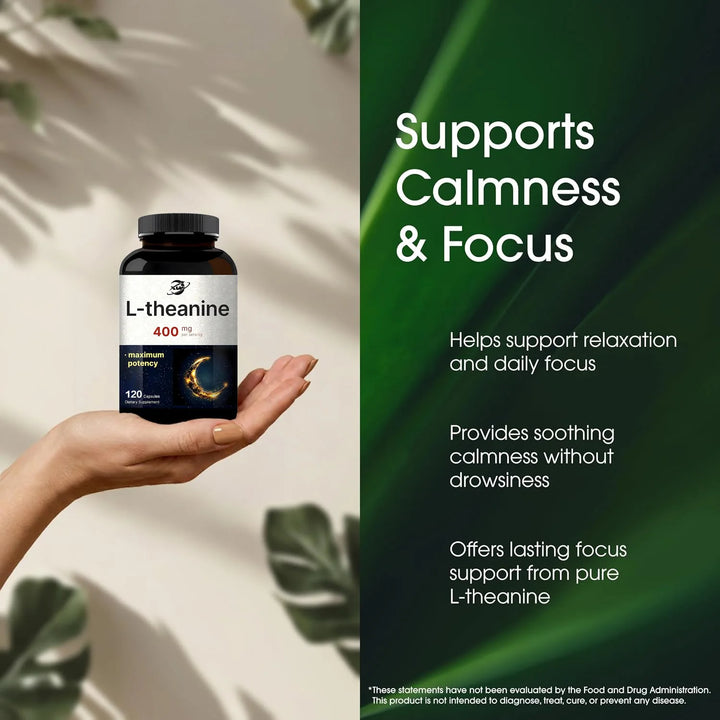 L-Theanine 400mg Supplement – Calm &amp; Relaxation Support