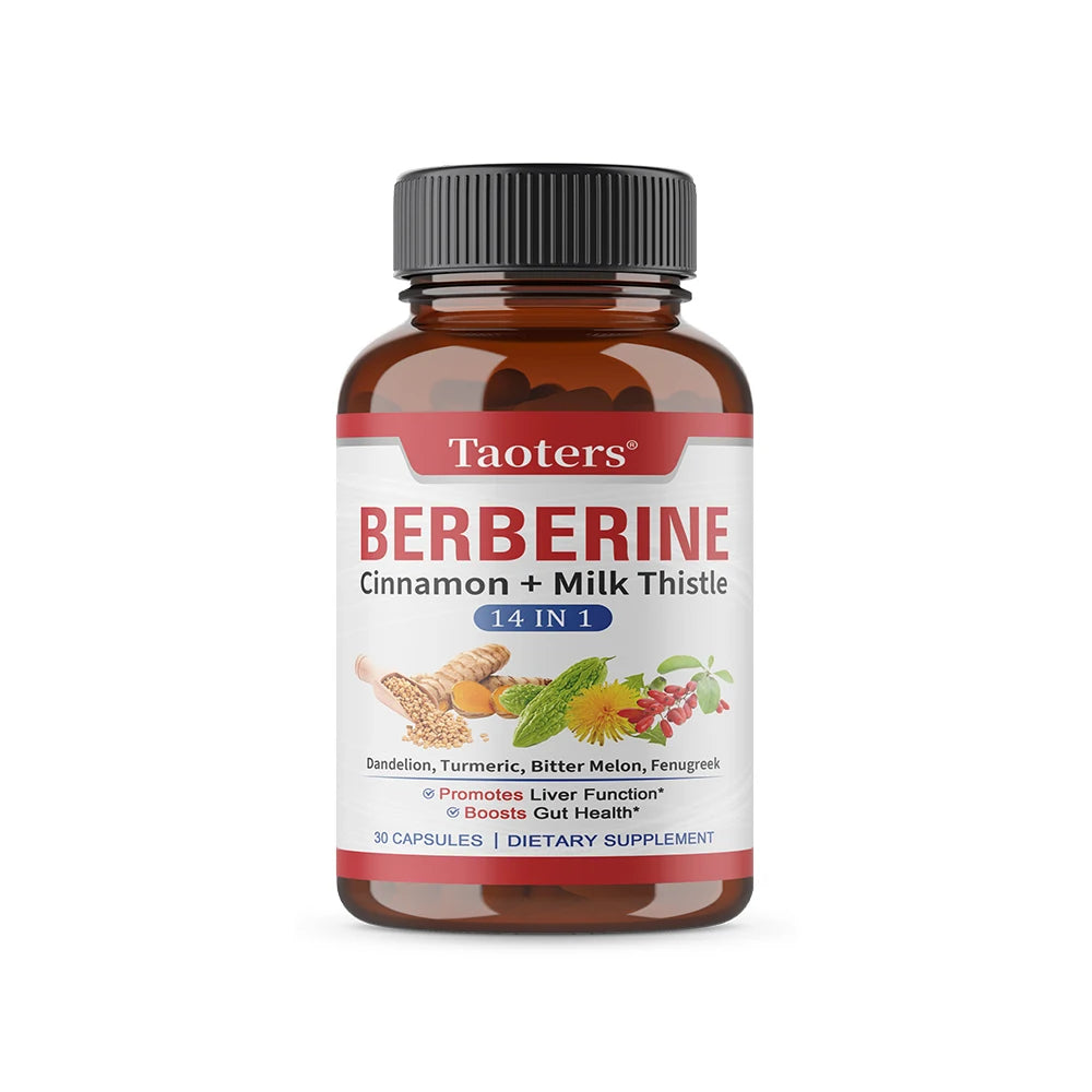 Berberine Capsules with Cinnamon, Milk Thistle, Support Cardiovascular Gut Liver Health, Balance Metabolism Boost Immunity