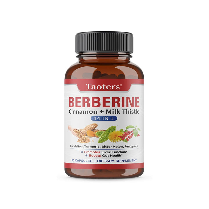 Berberine Capsules with Cinnamon, Milk Thistle, Support Cardiovascular Gut Liver Health, Balance Metabolism Boost Immunity