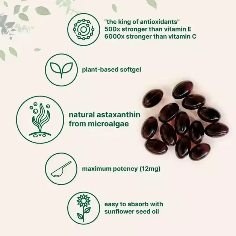 120Pcs Astaxanthin Supplement with Ashwagandha Extract Support Eye, Skin, Joint and Immune System Health Support Vision