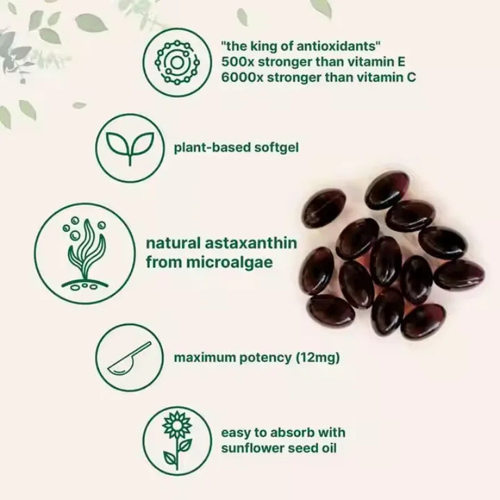 120Pcs Astaxanthin Supplement with Ashwagandha Extract Support Eye, Skin, Joint and Immune System Health Support Vision