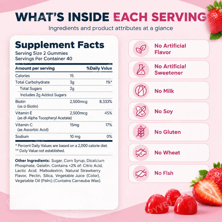 Biotin 2500mcg Gummies – Hair, Skin &amp; Collagen Support