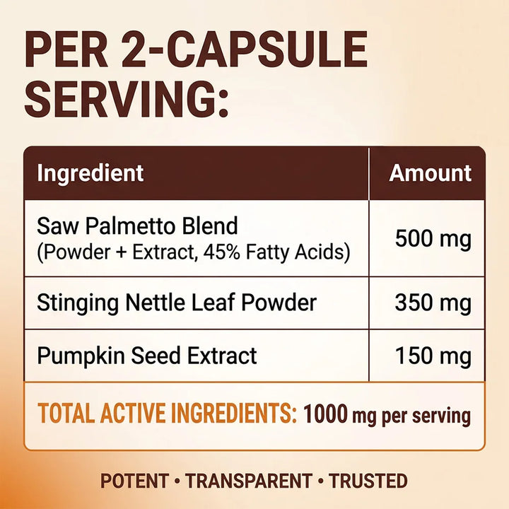 Saw Palmetto Capsules with Stinging Nettle, Promote Prostate Health,Reduce Baldness and Thinning Hair, Men’s Daily Wellness