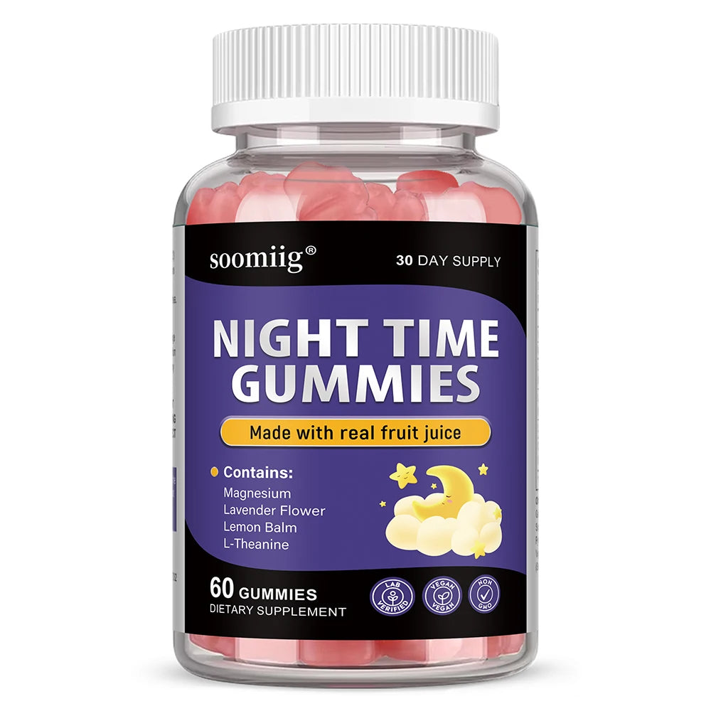 Night Time Sleep Gummies - Enriched with Vitamin B6 and Magnesium - VEGAN | NON-GMO - High Strength for Adults