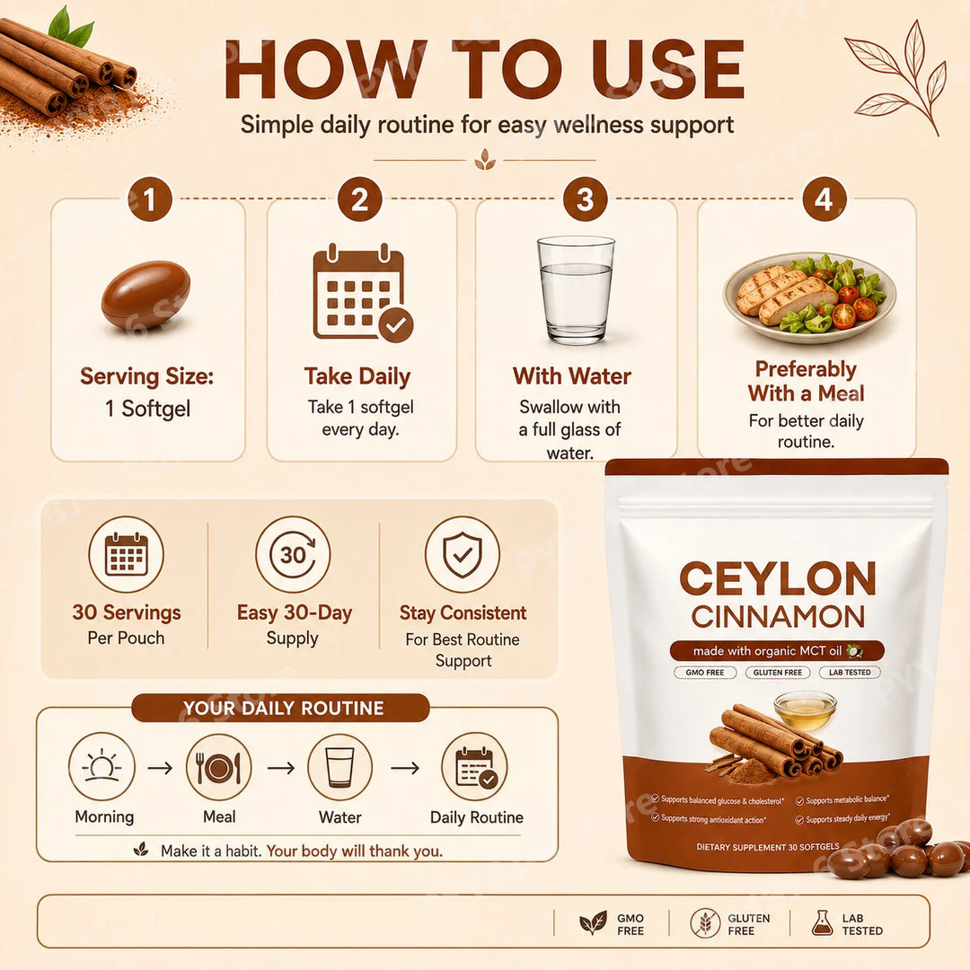 Ceylon Cinnamon Softgels with MCT Oil – Digestive &amp; Antioxidant Support