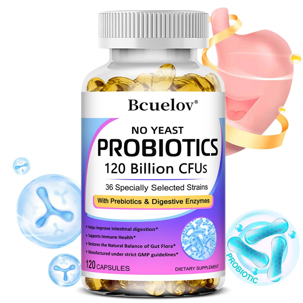 Probiotics 120 Billion CFU – Prebiotics &amp; Digestive Enzymes