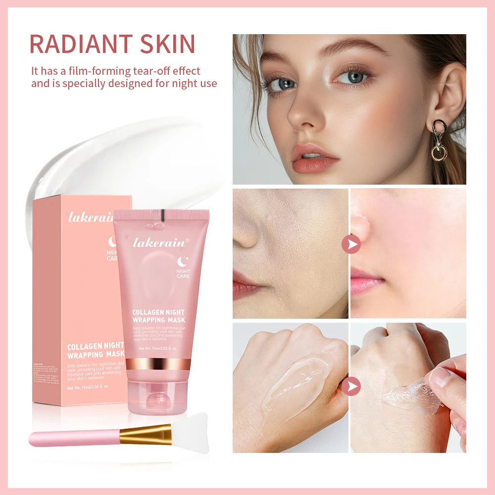 Collagen Wrapping Face Mask &amp; Brush Set – Hydrating &amp; Brightening
