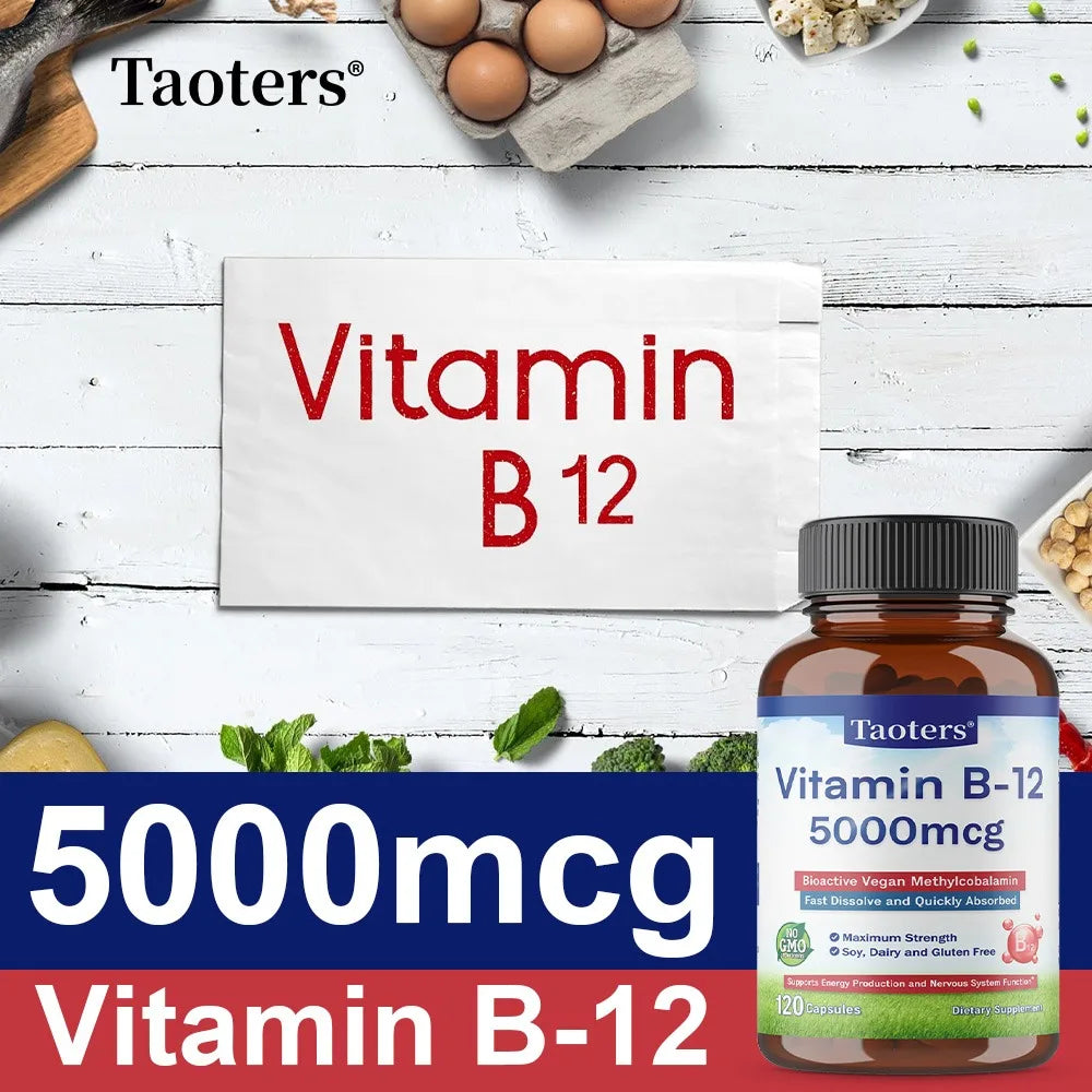 Vitamin B12 5000 Mcg - Supports Heart Health, Nervous System, Promotes Metabolism, Increases Energy Levels, Relieves Fatigue