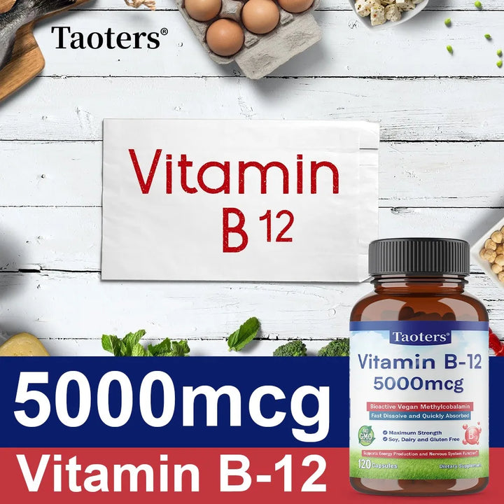 Vitamin B12 5000 Mcg - Supports Heart Health, Nervous System, Promotes Metabolism, Increases Energy Levels, Relieves Fatigue