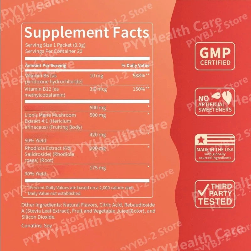 Rhodiola Electrolyte Powder – B12 Energy Drink Mix, Sugar-Free, 20 Packets