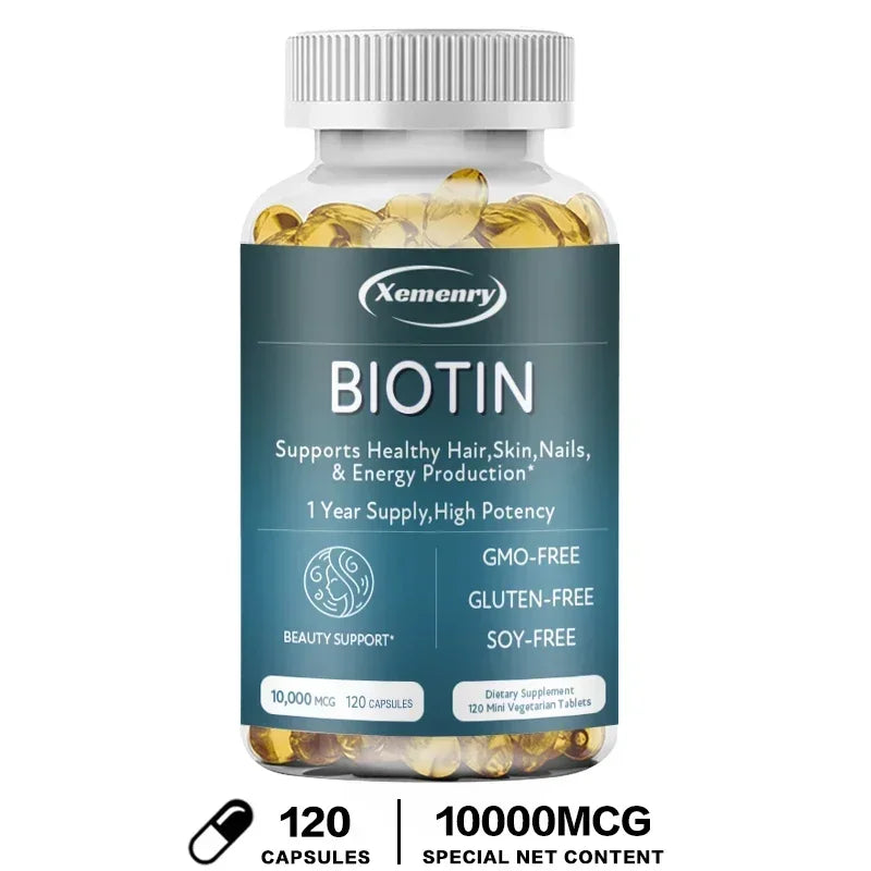 Biotin Capsules - Contains Vitamin B7 Support Supplement To Help Maintain Hair, Skin, Nails, Energy Production