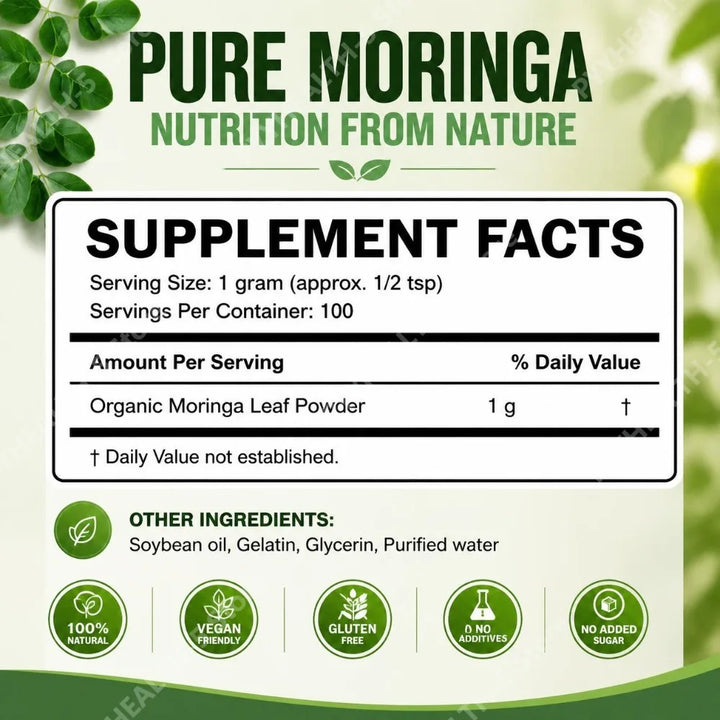 Organic Moringa Powder – Antioxidant &amp; Daily Wellness Support 100g