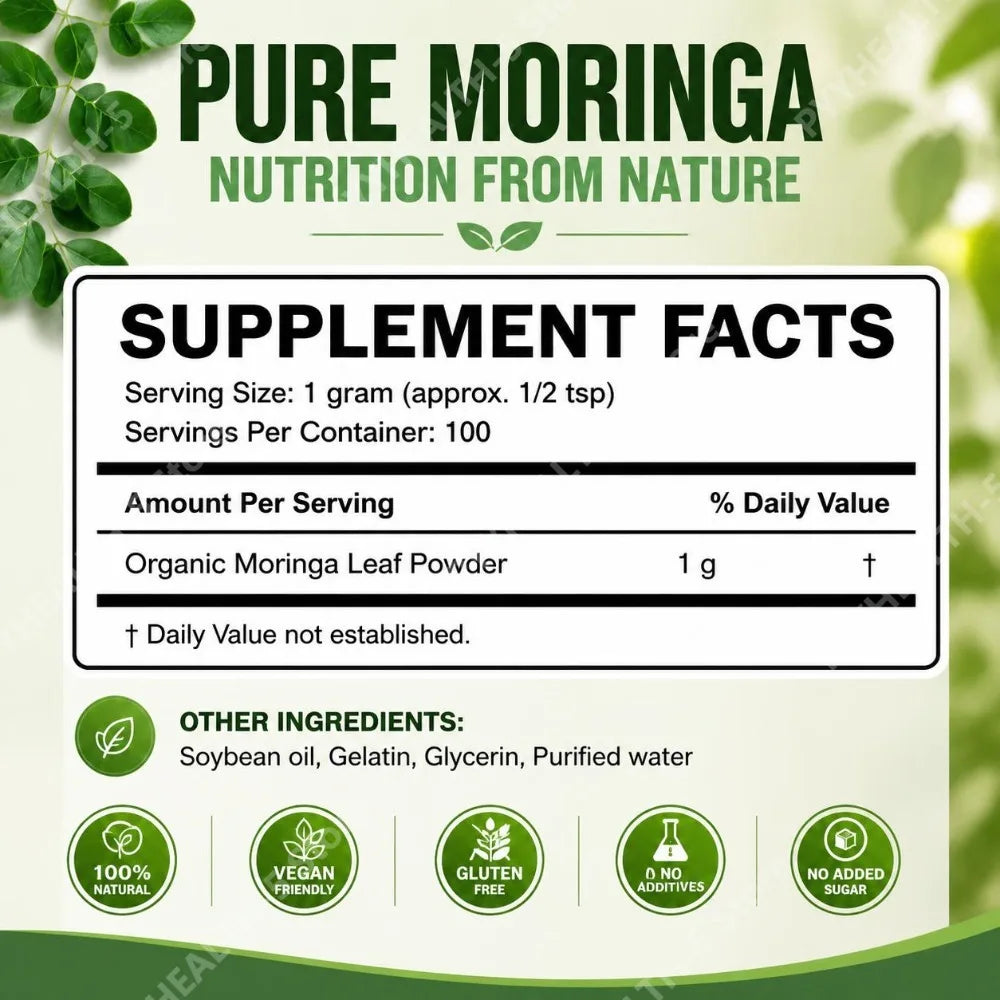 Organic Moringa Powder – Antioxidant &amp; Daily Wellness Support 100g