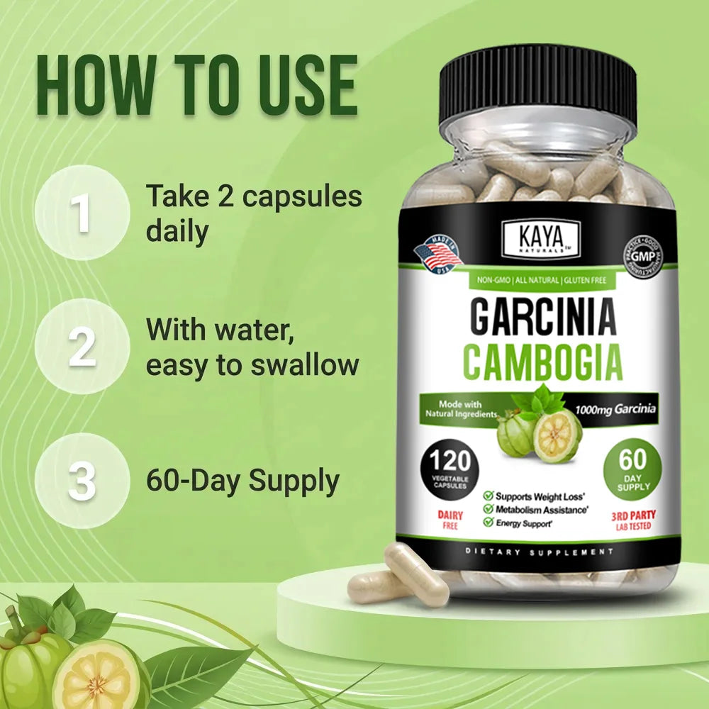 Garcinia Cambogia Capsules, Supports Weight Management, Appetite Control, Energy Metabolism Supplement, Non-GMO