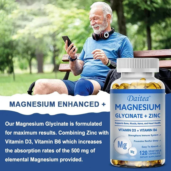 Magnesium Zinc &amp; Vitamin D3 - Triple Supplement for Men and Women - for Sleep, Bones, Heart, Immune Support