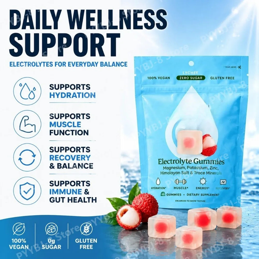 Electrolyte Gummies – Vegan, Zero Sugar, Magnesium, Potassium &amp; Vitamin C, 42 Count
