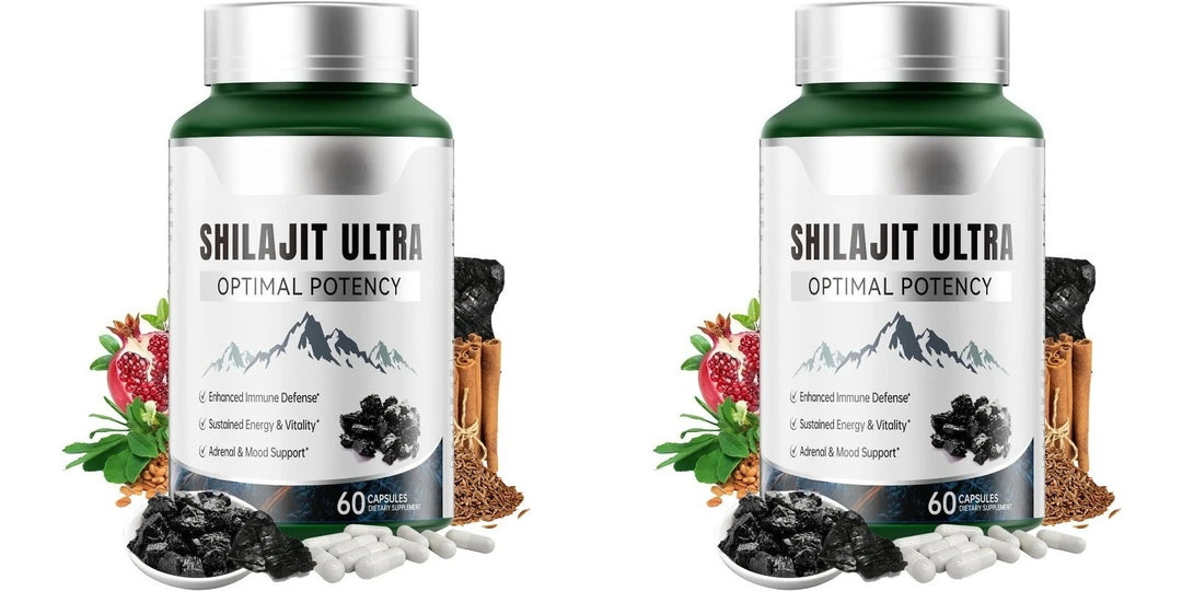 Shilajit Ultra with L-Arginine for Natural Energy and Vitality 60 Capsules Non-GMO  Endurance Stamina Antioxidant Supplement
