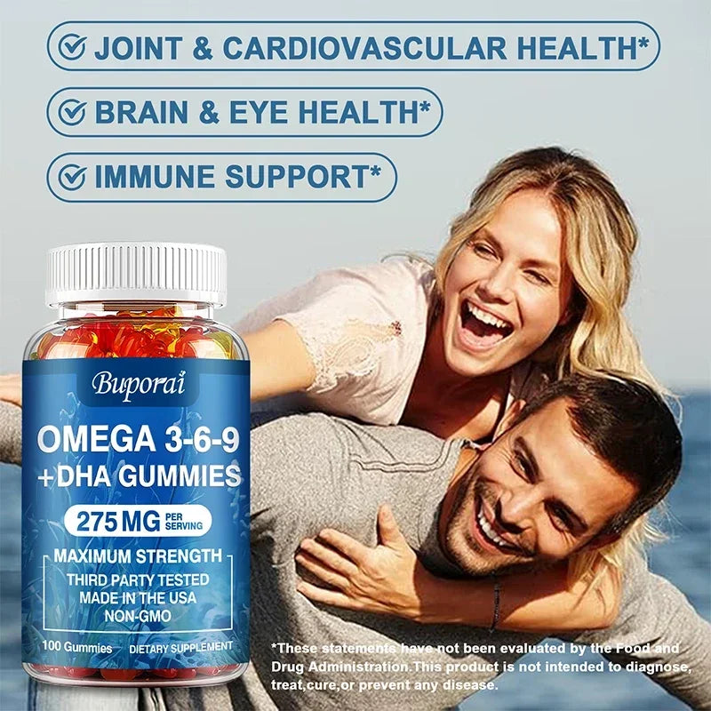 Omega 3-6-9 + DHA Gummies – Brain &amp; Eye Support